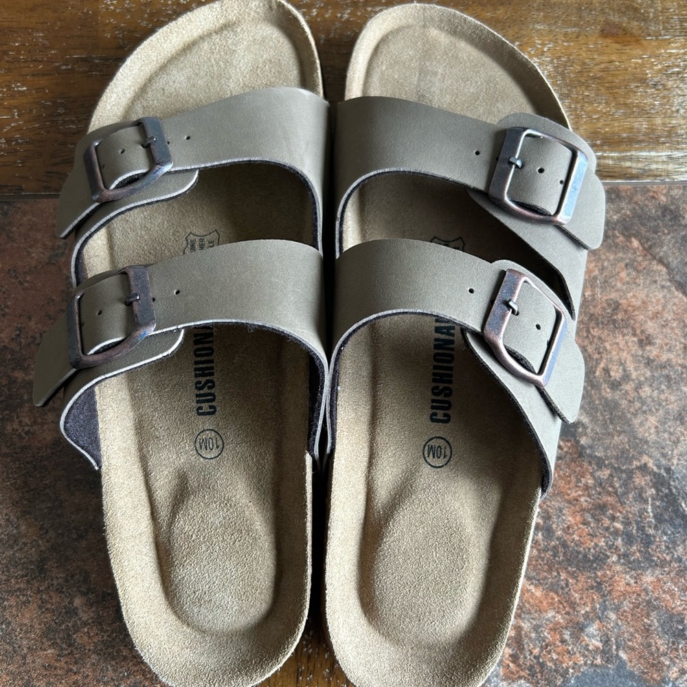 CUSHIONAIRE Double Strap Buckle Sandals